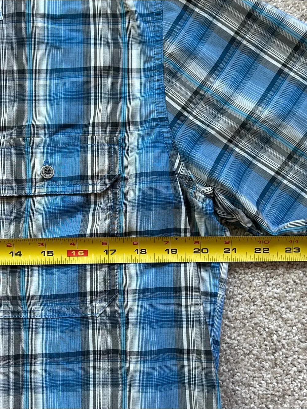 KUHL Eluxur Performance Shirt Mens Medium Blue Plaid Snap Button Hiking Gorpcore - Picture 6 of 9